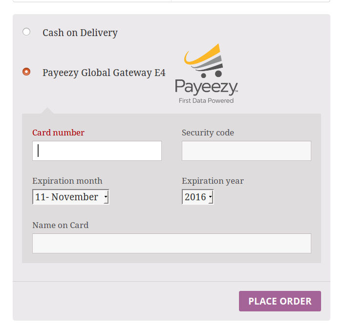 woocommerce payeezy global gateway e4 checkout