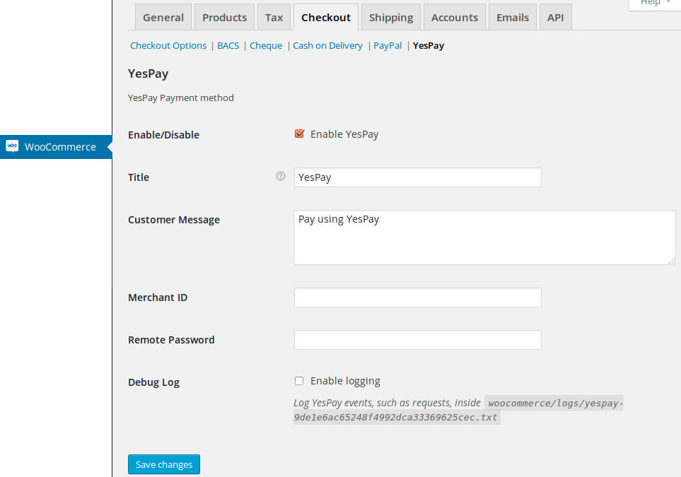 yespay payment gateway settings woocommerce