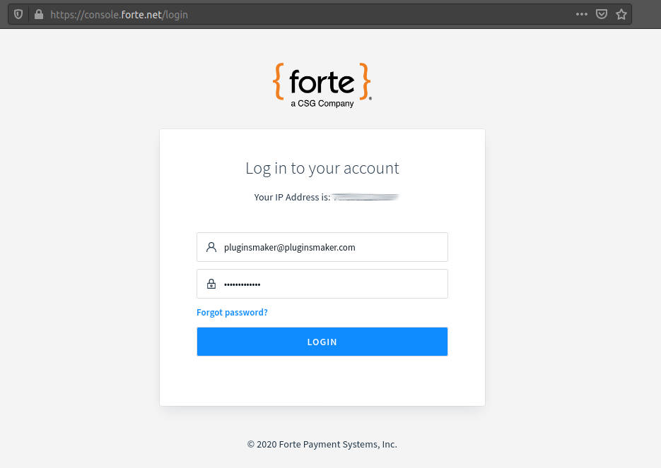 forte payment gateway for Woocommerce login
